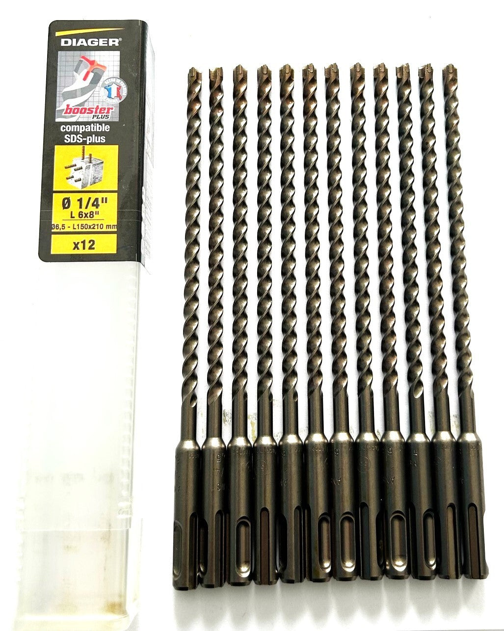 12 Diager Booster 1/4" SDS Plus Drill Bits