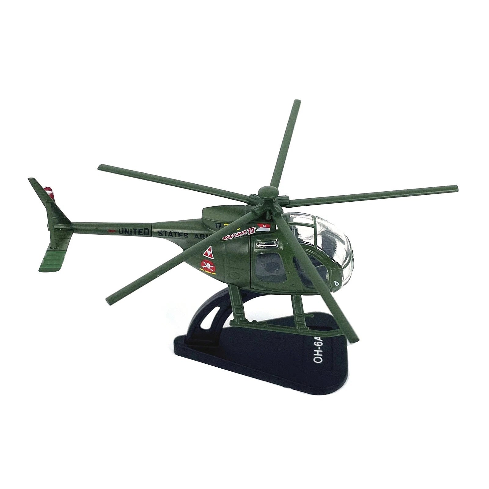 Alloy 1/100 Scale Us Army Oh-6a Cayuse Helicopter Finished Model Toy