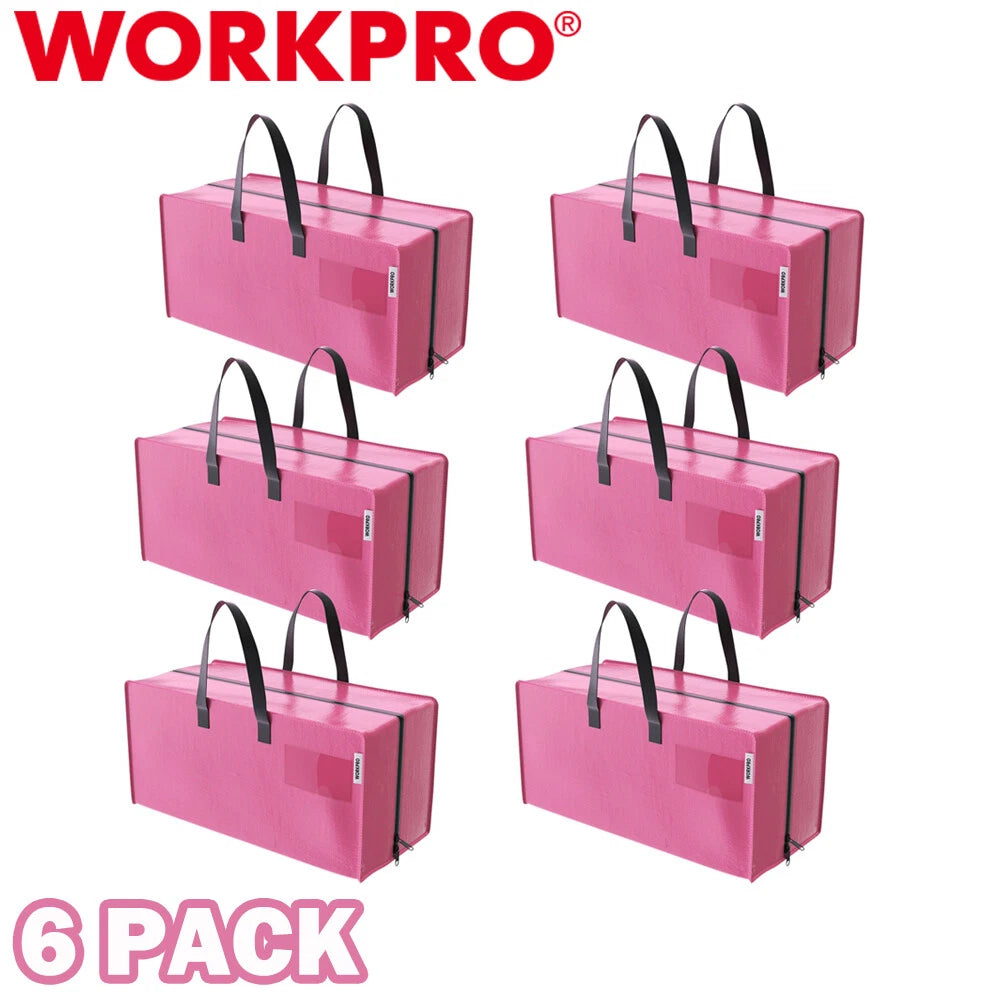 WORKPRO 6PCS Heavy-Duty Large Moving Bags Storage Tote W/Handles Backpack Straps