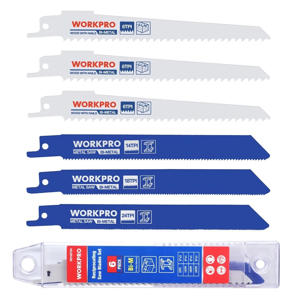 Workpro Reciprocating Saw Blade Set 6" Bim Saw | Built Supply Co
