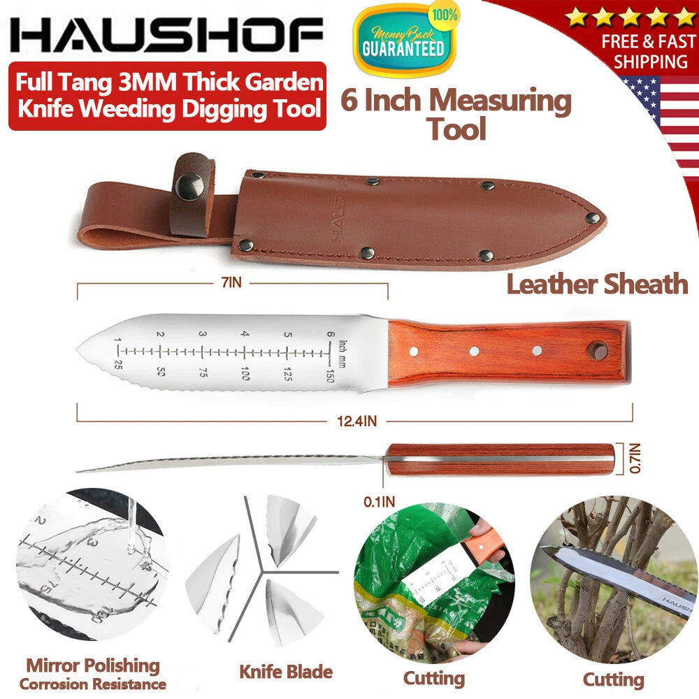 Haushof Hori Hori Garden Knife 7" Blade Weeding Digging Tool Full