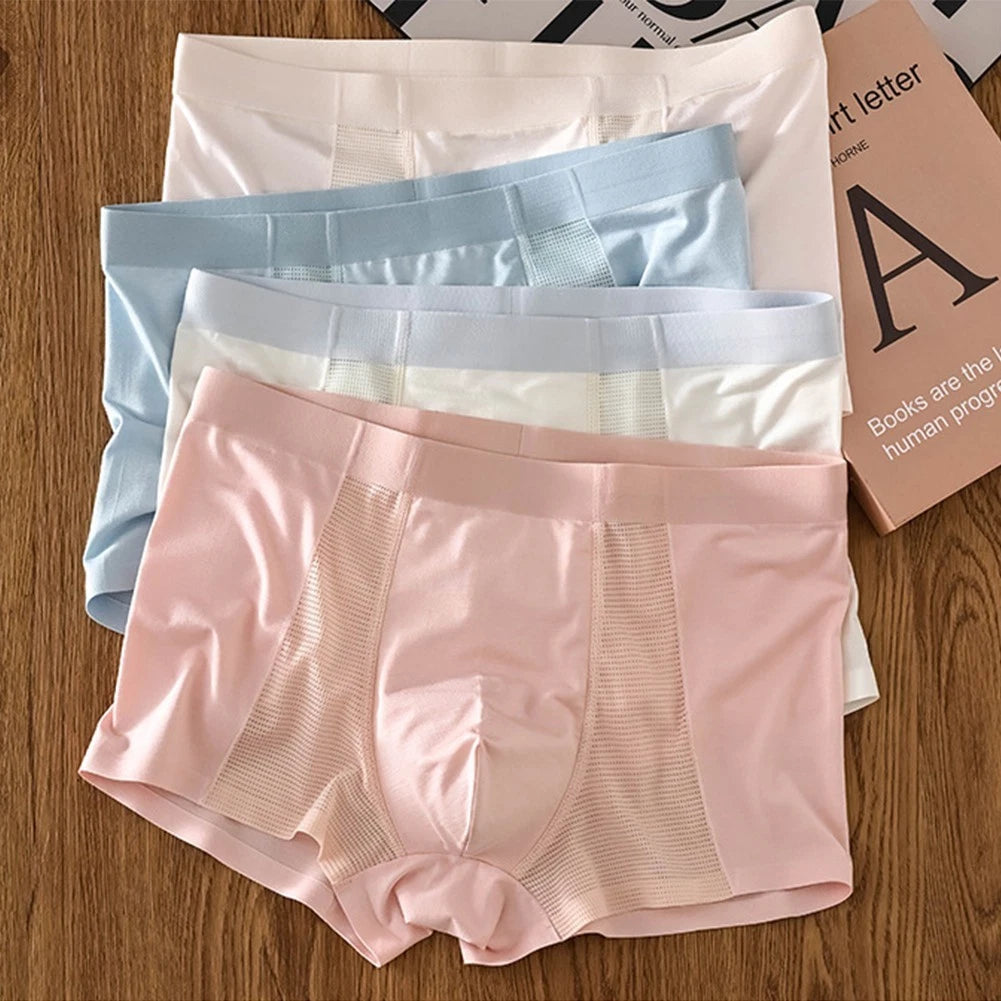 Plus Size Stylish Mens Boxer Briefs In Soft And Smooth Ice Silk