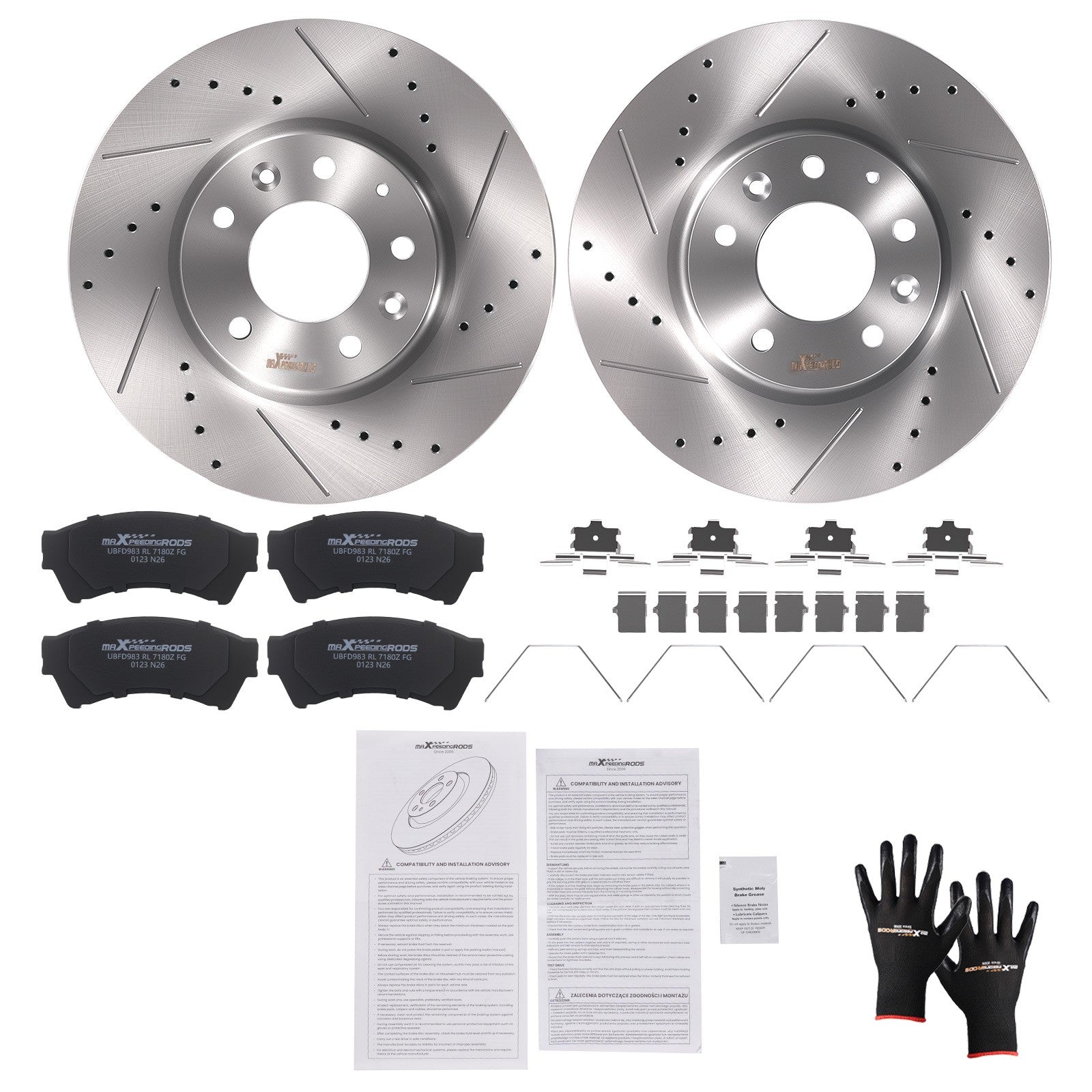 Front Disc Brake Rotors Ceramic Pads for Lincoln MKZ 2007-2012 Zephyr