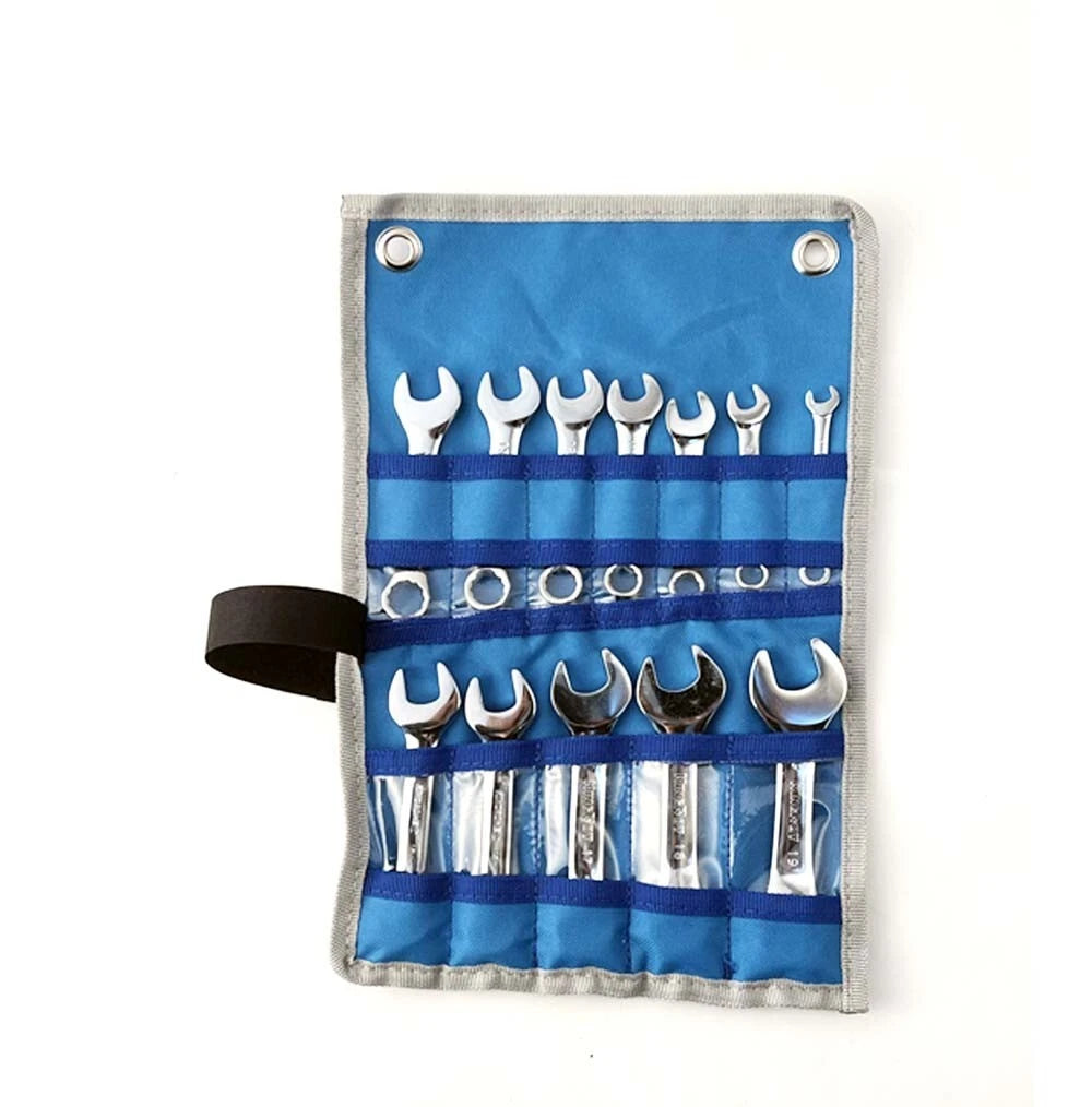 Cr-v Stubby Short Combination Ring Open Spanner Wrench Metric 8-21mm