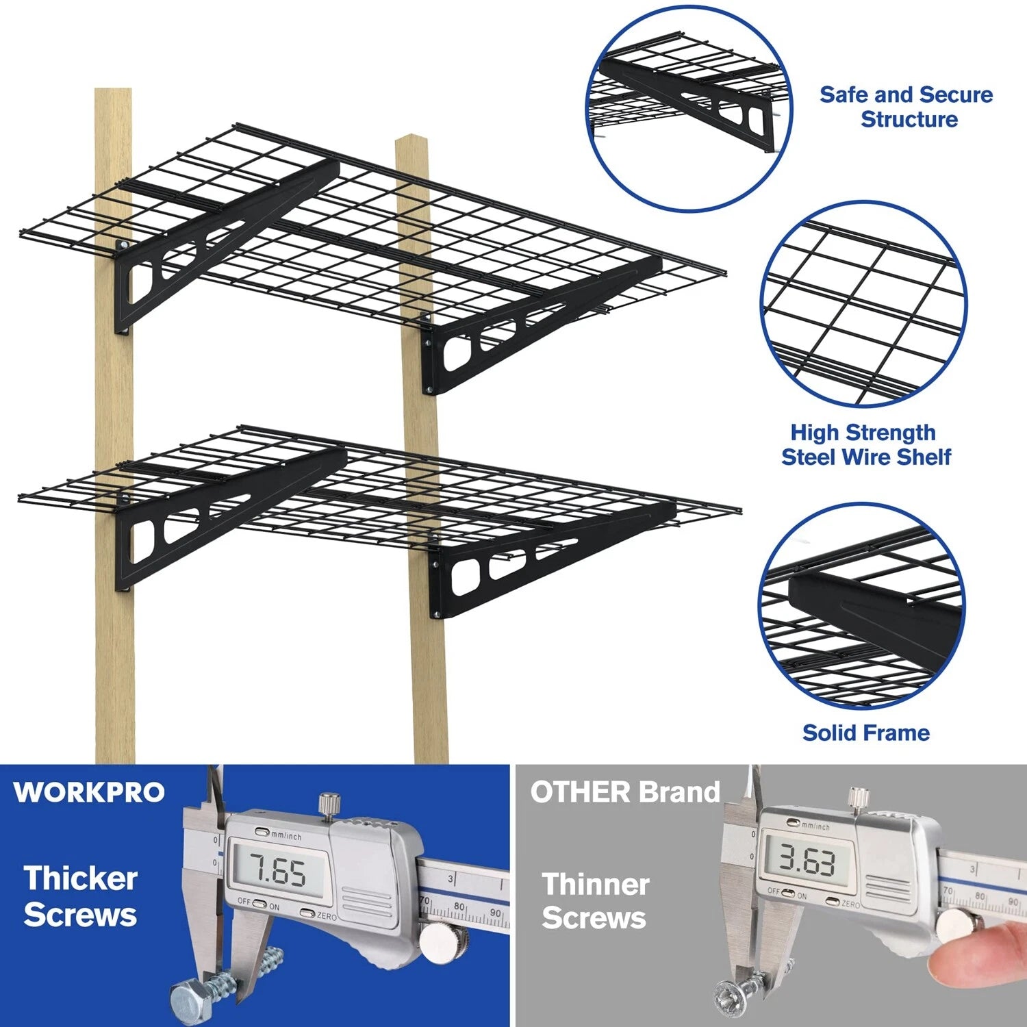 Workpro 2x4ft Heavy Duty Garage Wall Shelving 48"*24" Wall Mounted