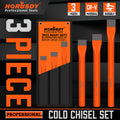 3-Pcs Heavy Duty Cold Chisels Set 12" 10" 8" with Roll Pouch 1in 7/8in