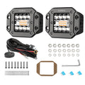 2PCS 48W LED Light Pods Spot Flood White Amber Strobe Off Road Fog