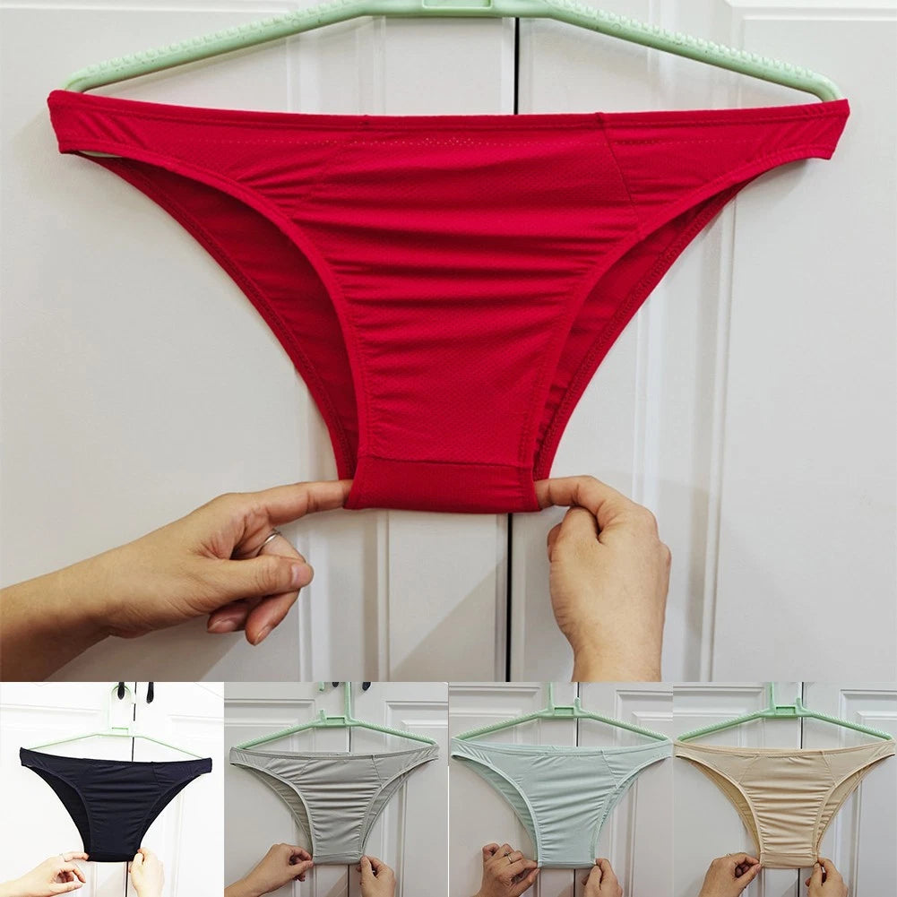 Comfortable Men's Ice Silk Briefs Breathable Underwear For All Day