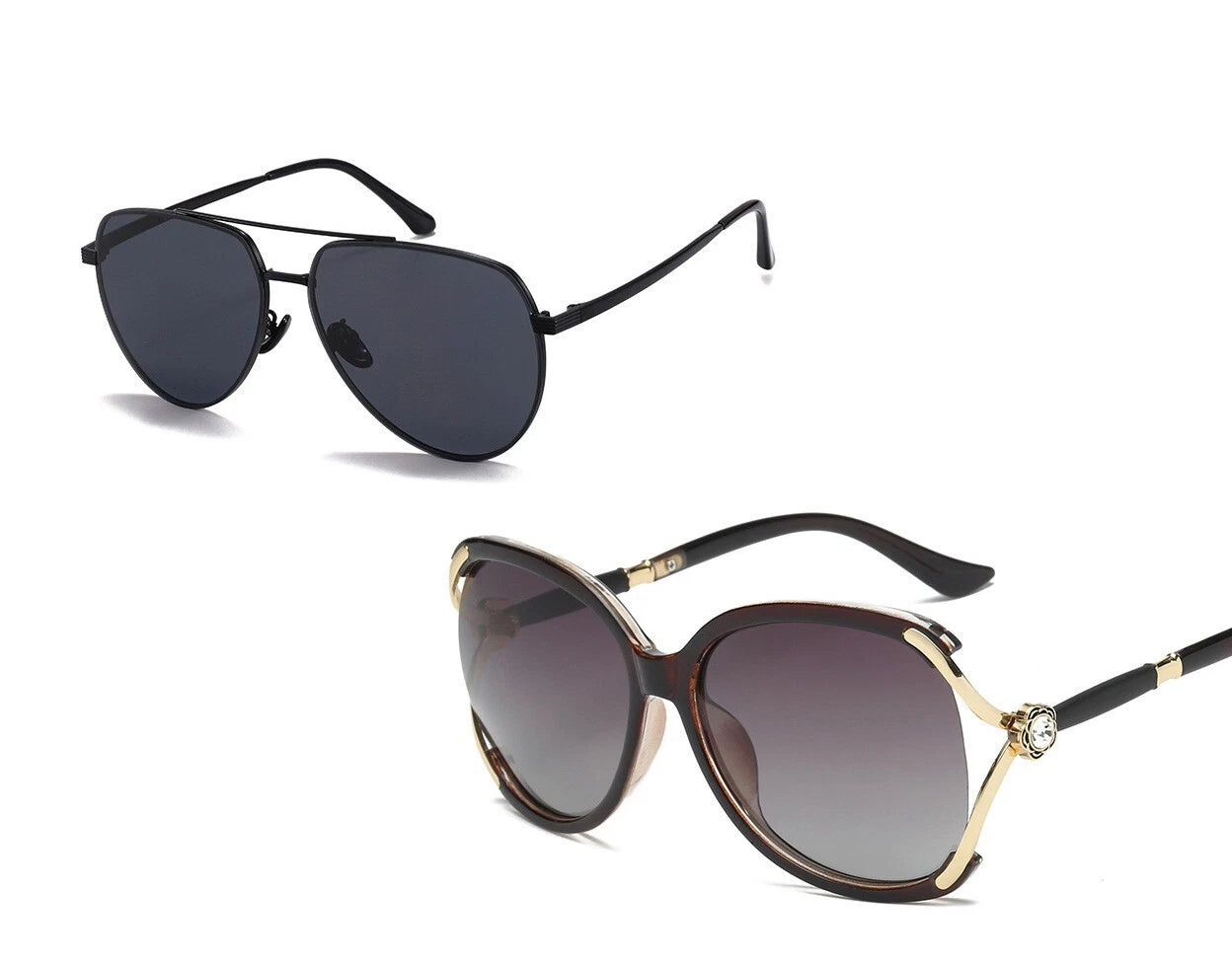 2 Pairs Men & Lady's Fashion Version Polarized Hd Lens Sunglasses