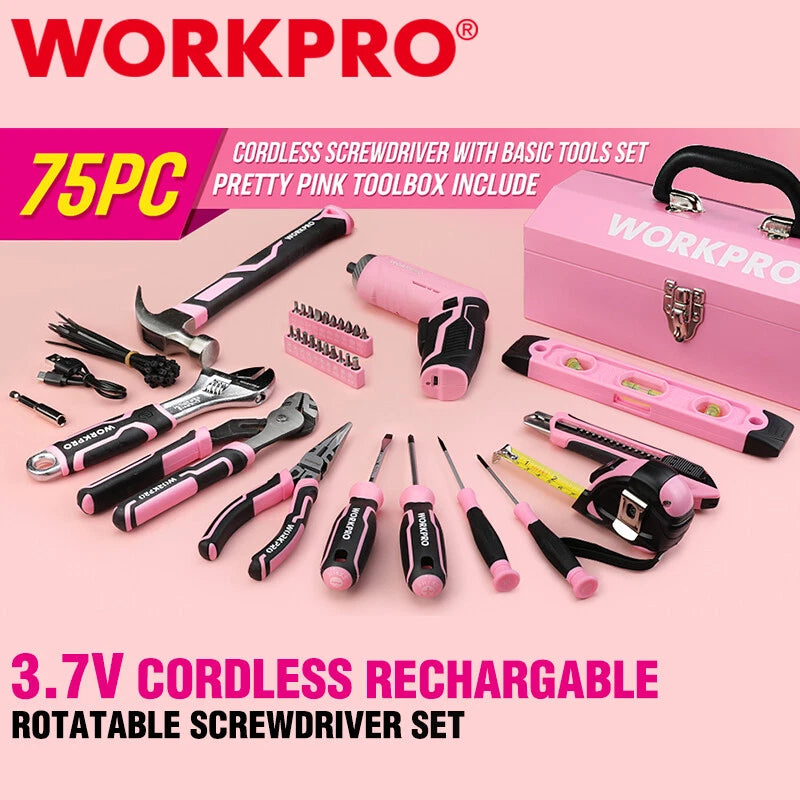 Workpro Pink Tool Sets 3.7V Rotatable Cordless | Built Supply Co
