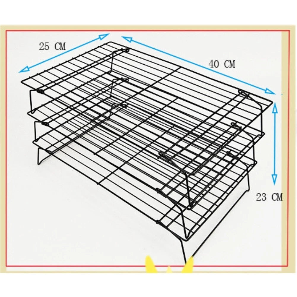 Black 3 Tier Nonstick Cooling Rack For Efficient Cooling And Air