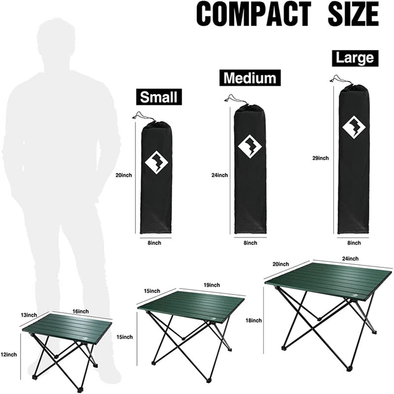 Villey 16"/19"/24" Camping Side Table Aluminum Roll Up Folding Beach