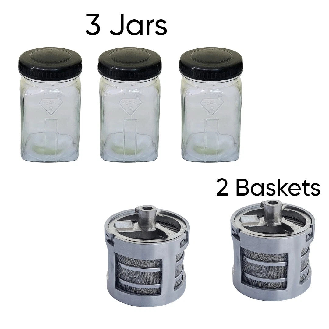 Set Of 3 Watch Cleaning Jar & 2 Watch Cleaning Basket - Fits Elma &