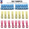 Heat Shrink Terminals Female Crimp Wire Connectors Spade Kit 22-10awg