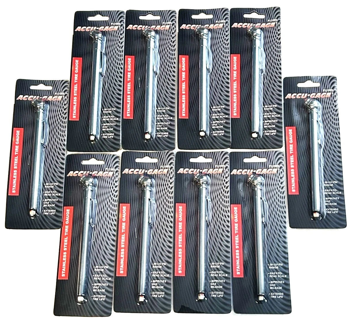 10 Accu-gage Stainless Steel Tire Air Pressure Gauge's 120PSI Pencil