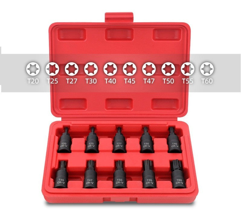 10pc 3/8" Dr. 48mmL S2 Steel Torx Star