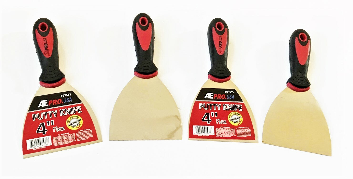 4 ATE PRO 4" FLEXIBLE STAINLESS STEEL PUTTY KNIFE KNIVES SCRAPERS DRYWALL 93533O