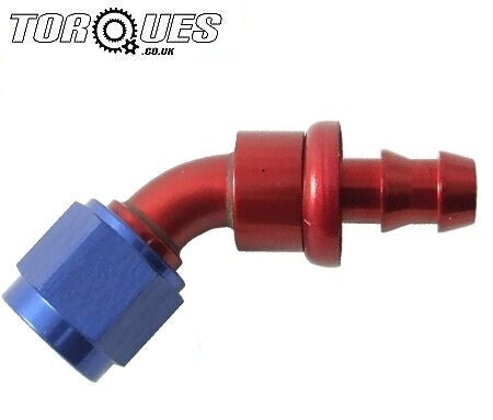 AN -6 (6AN AN6) 45 Degree 8mm 5/16" Barb Push on Hose Fitting