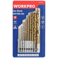Workpro 9-piece 1/4" Hex Shank Drill Bit Set For Metal Steel Wood Pvc