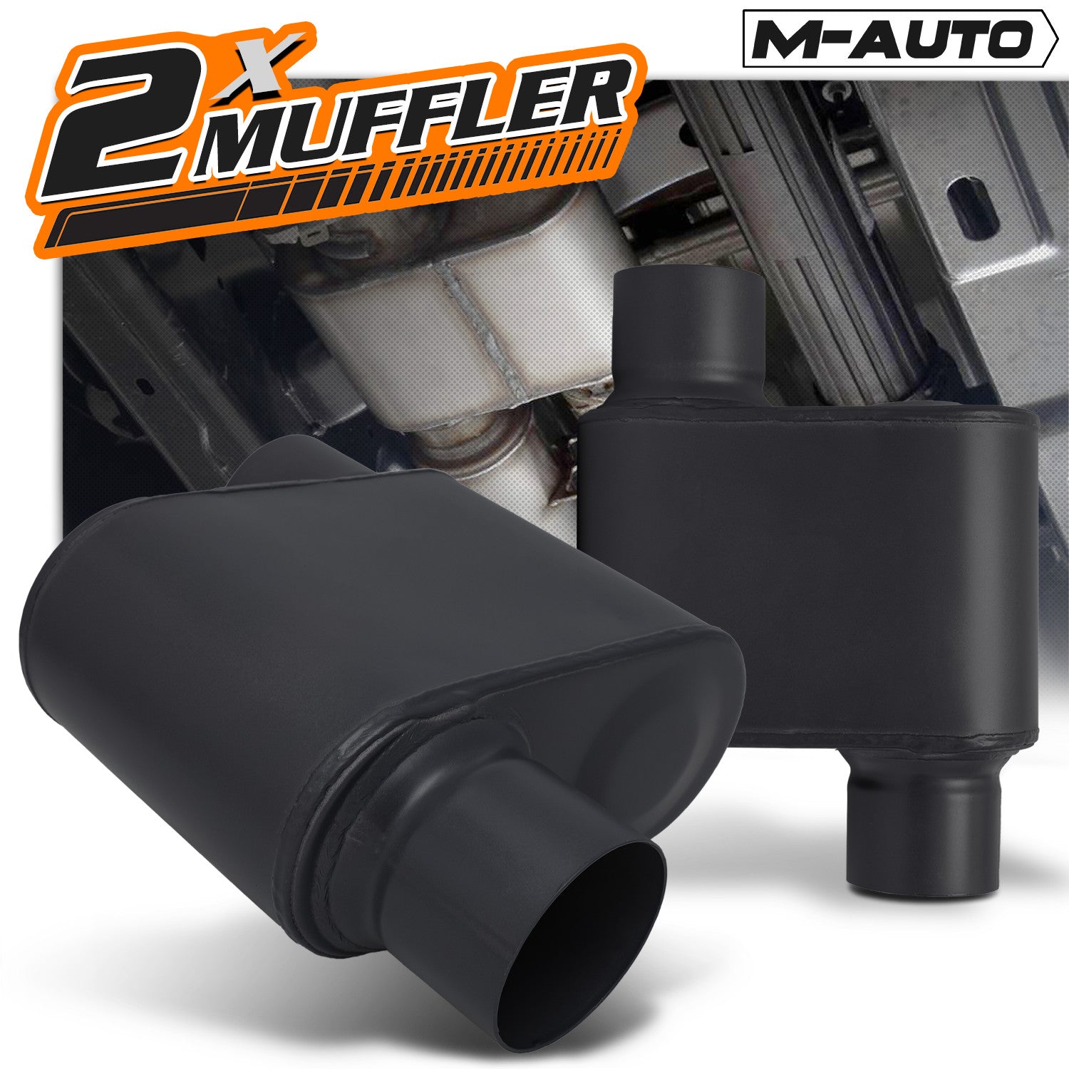 Set of 2 Black 3" Offset Exhaust Mufflers