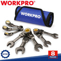 WORKPRO 8-Piece Flex-Head Stubby Ratcheting Combination Wrench Set 9-17mm Metric