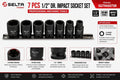 Selta Taiwan 1/2" Dr 6pt Cr-mo Regular Air Impact Socket Set:10-27mm