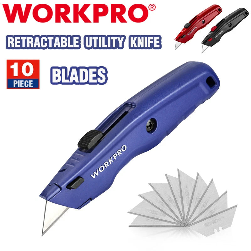 WORKPRO Premium Razor Utility Knife Box Cutter Heavy Duty Quick Change Blade NEW