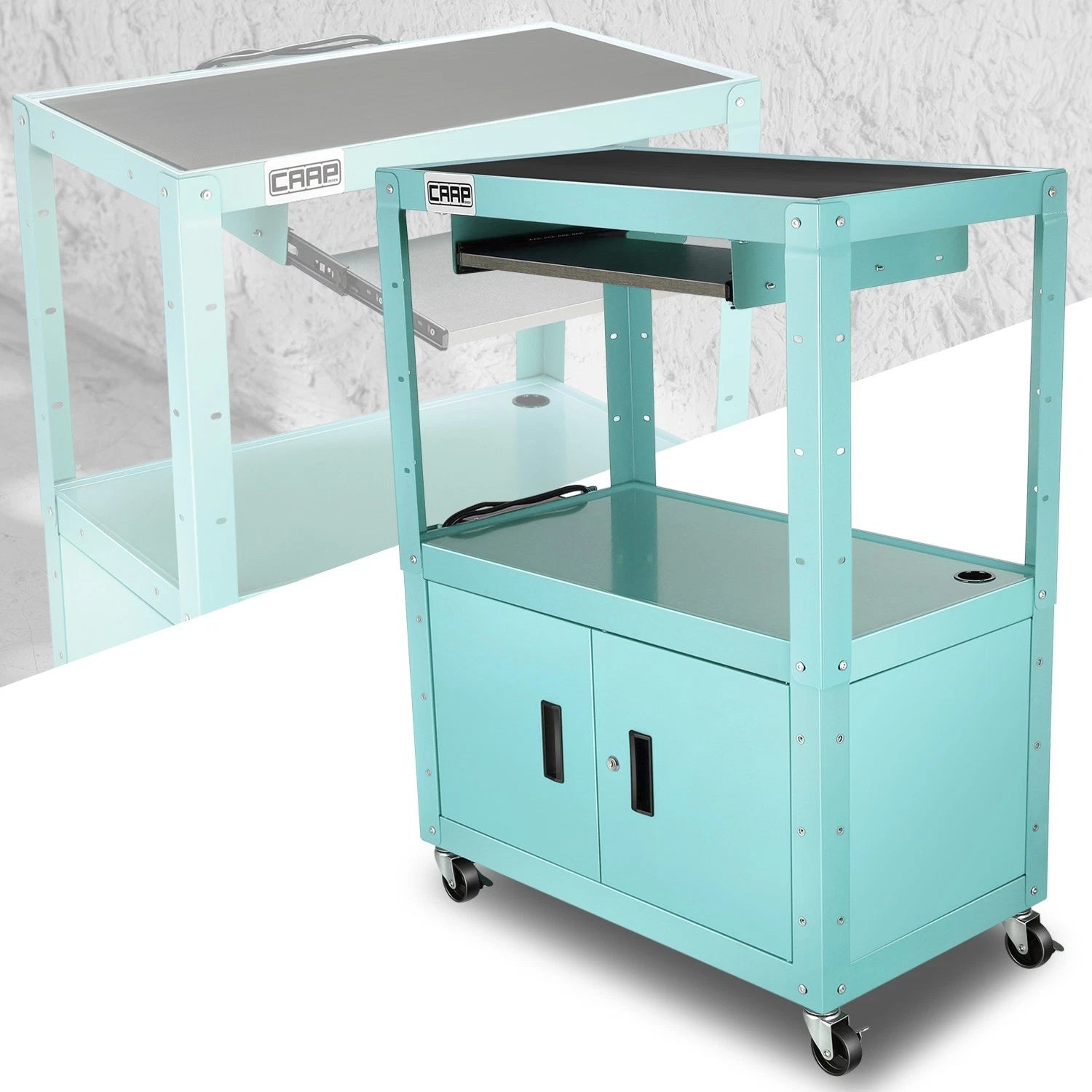 22"-42" Height Adjustable Sky Blue Steel 2-tier Av | Built Supply Co