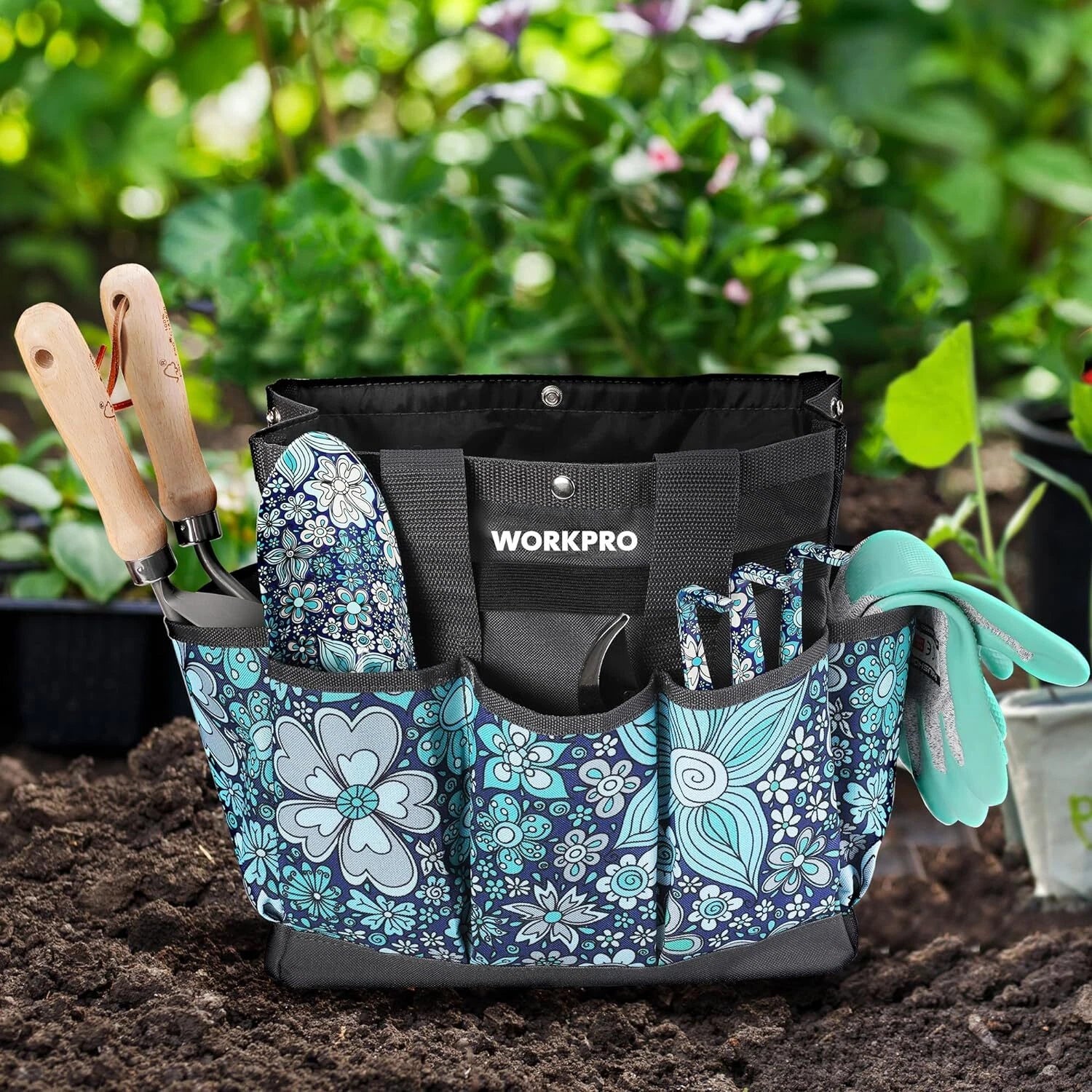 Workpro Garden Tool Bag, 9 Pockets Garden Tote Bag 12" X 12" X 6"