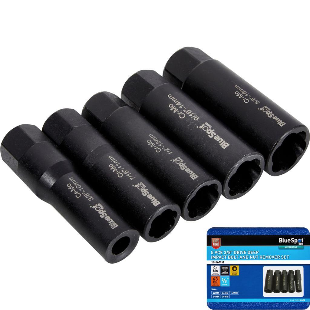 Bluespot 3/8" Drive Deep Impact Bolt & Nut Remover Socket Set 10mm -