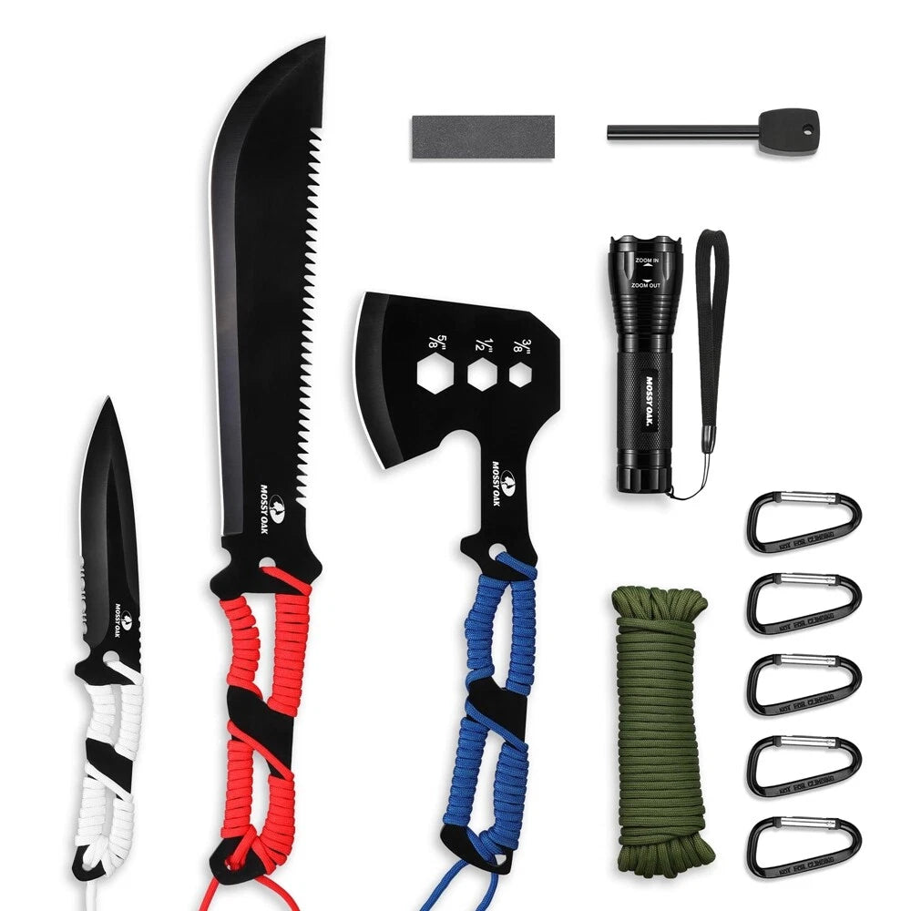 Mossy Oak Hatchet And Machete Knife Set Axe Hunting Knives Flashligh