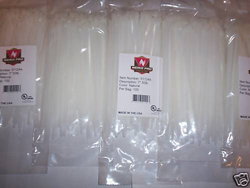 500 WHITE 7" NYLON WIRE CABLE ZIP TIES MADE IN USA Opens in a new window or tab