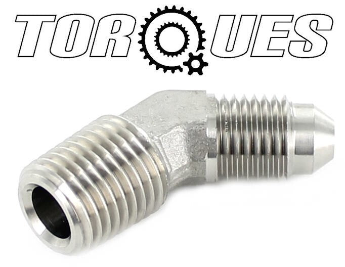 AN-4 (4AN AN04) to 1/4" NPT 45 Degree Stainless Steel Adapter