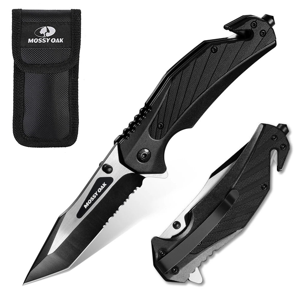 Survival Folding Pocket Knife 4.75" Tactical Knife Seatbelt Cutter