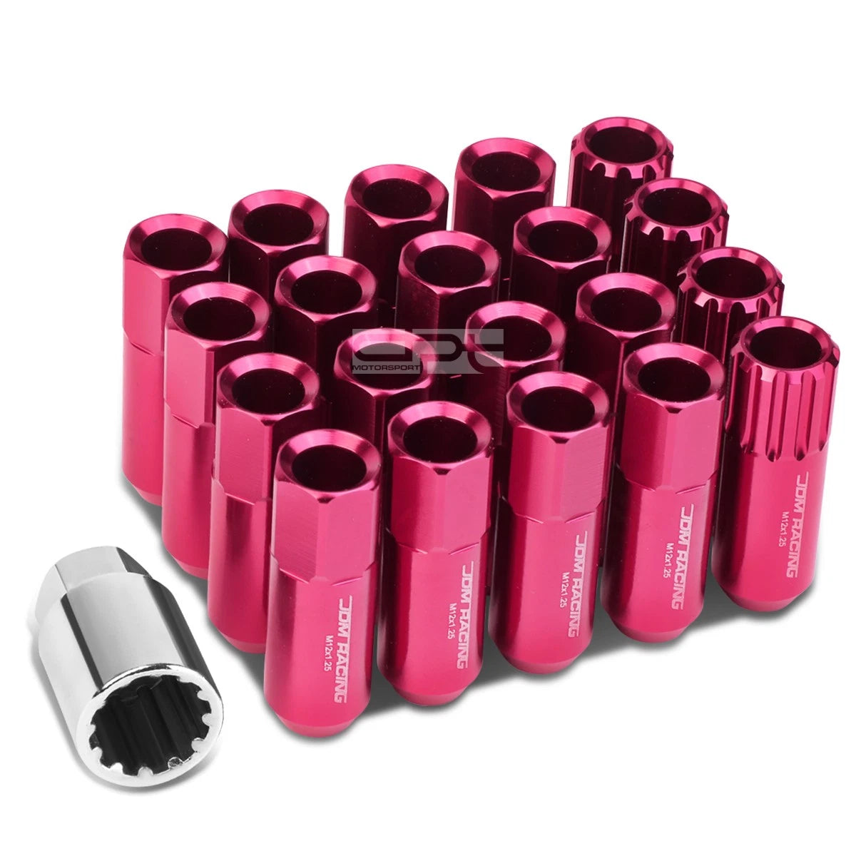 Aluminum Pink 16 Lug+4 Lock Nuts+adapter M12x1.25 | Built Supply Co