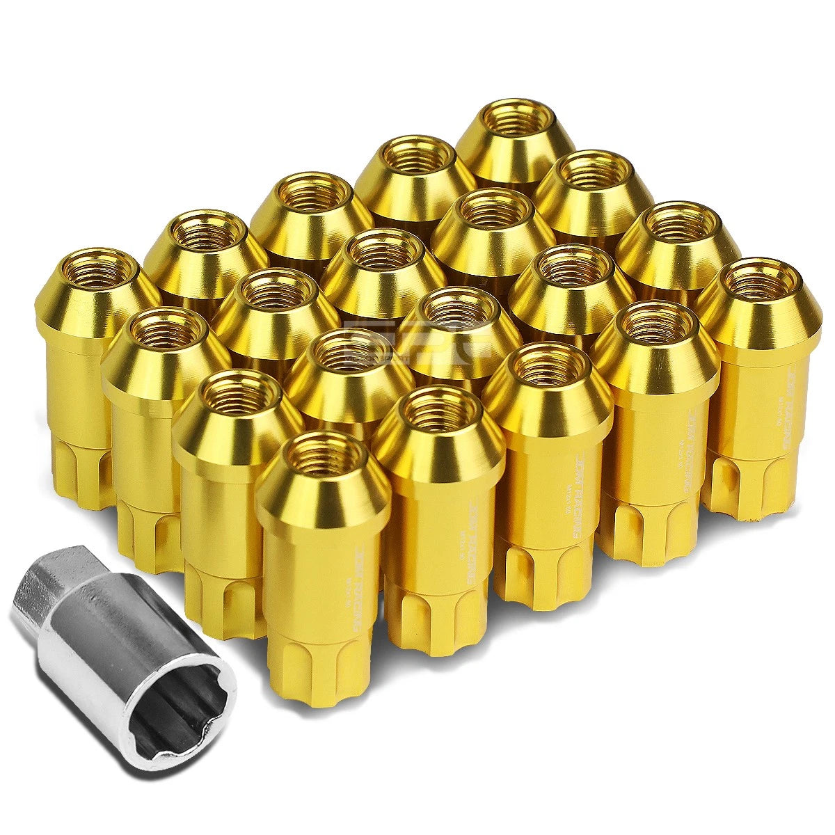 Open End M12x1.5 50mm Tall 25mm Od Gold Aluminum Jdm Lug Nuts+lock Key