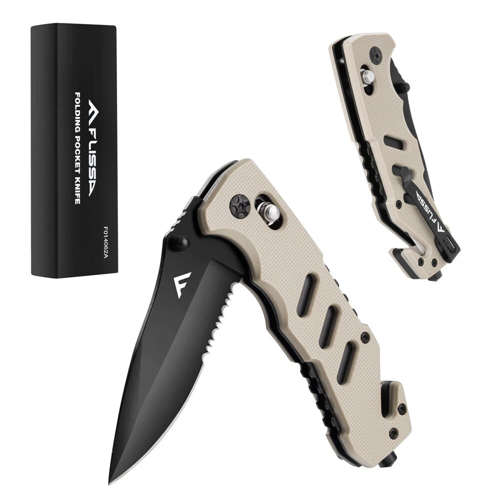 8.25" Tactical Folding Pocket Knife Glass Breaker Seatbelt Cutter