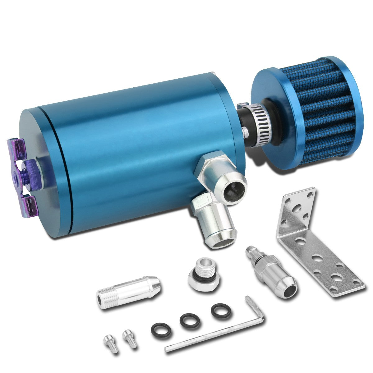 Sky Blue 4.1"x2.4"Aluminum Engine Oil Catch Can 100ml+Filter Fit