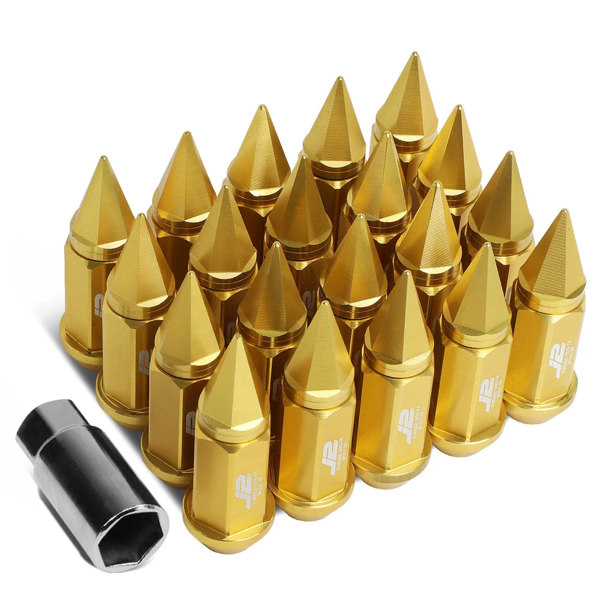 J2 7075 Forged Aluminum M12x1.5 7.5cm Spiky Cap Lug Nuts W/adapter