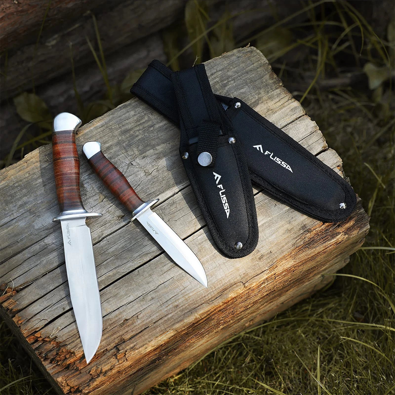 Flissa 2-pieces Bowie Knife Fixed Blade Hunting | Built Supply Co