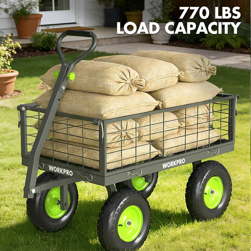 WORKPRO 770lb Heavy Duty Garden Cart Adjustable 2-in-1 Convertible