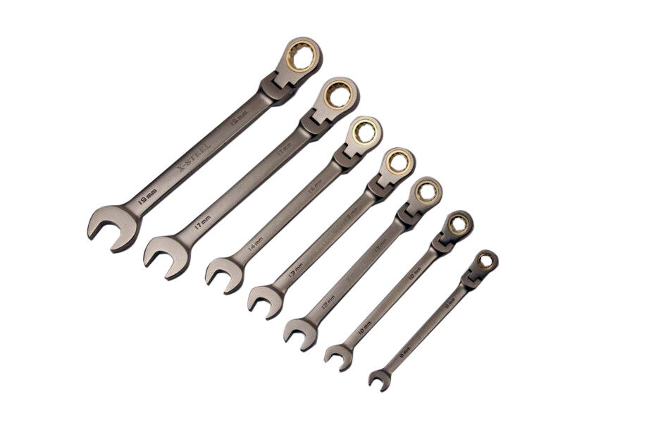 X-Steel Cr-V Flexible Ratchet Head Combination Spanner Set 8-22MM 8PC