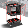 Red 260lbs 3-level Composite Rolling Trolley W/ | Built Supply Co