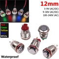 Waterproof Push Button Switch 12mm LED