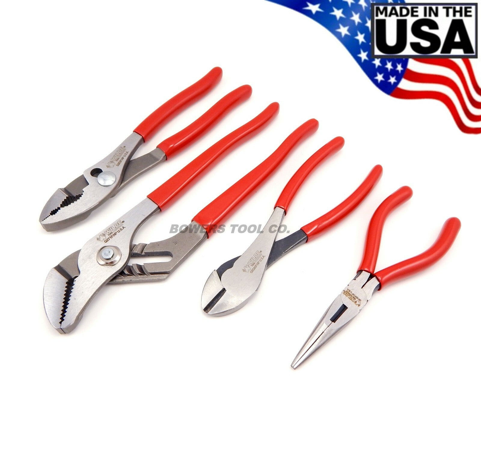 Wilde 4pc Plier Set Long Nose & Diagonal Cutter