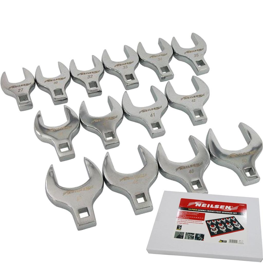 Neilsen 14pc Jumbo Crows Foot Feet Wrench Spanner Set 1/2" Metric 27mm - 50mmOpe