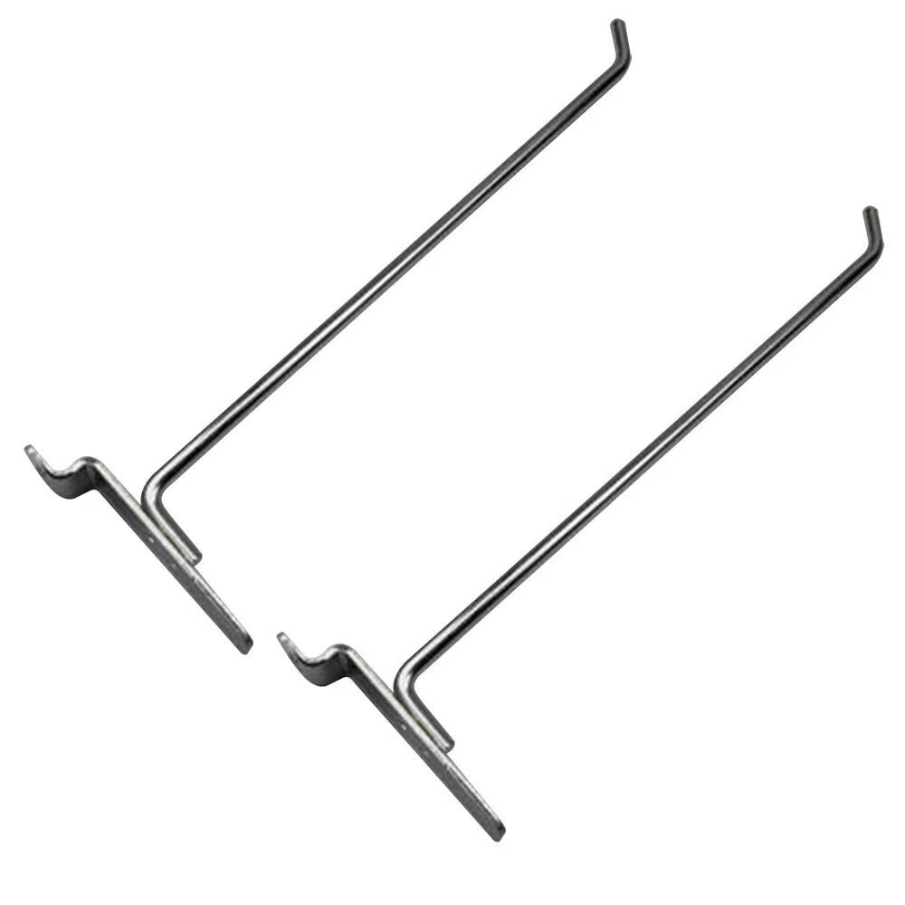 10" Slatwall Hook Panel Display Hooks, 1/4" Thickness Metal, Chrome -