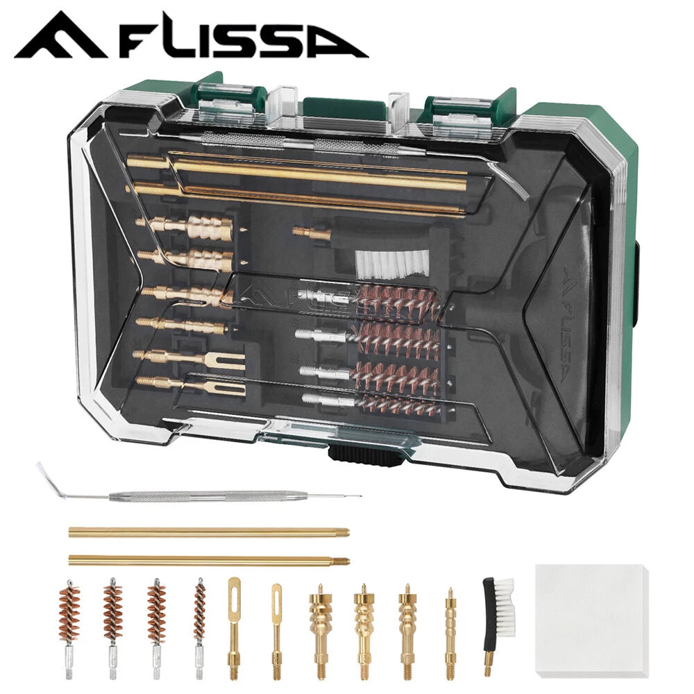 Flissa Universal Handgun Cleaning Kit Rod Bore Brushes Cleaning Jag