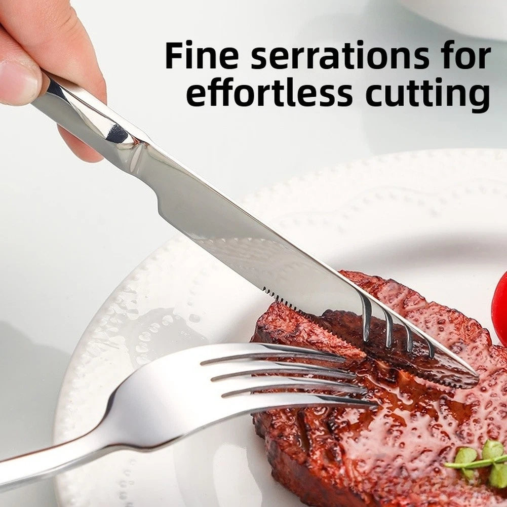 Diamond Pattern Flatware Set 410 Stainless Steel Fork Spoon Utensils