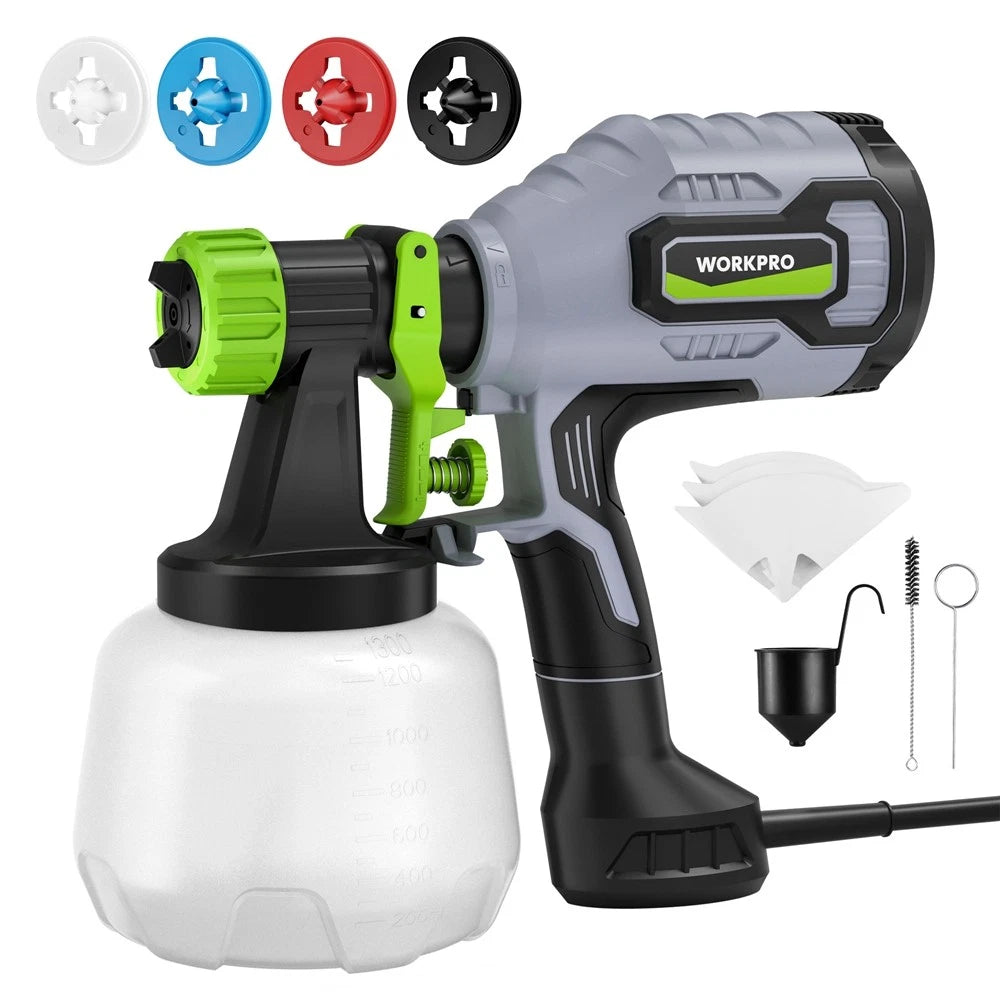 WORKPRO High Pressure Paint Sprayer 600W 1300ML HVLP Powerful Electric Spray Gun